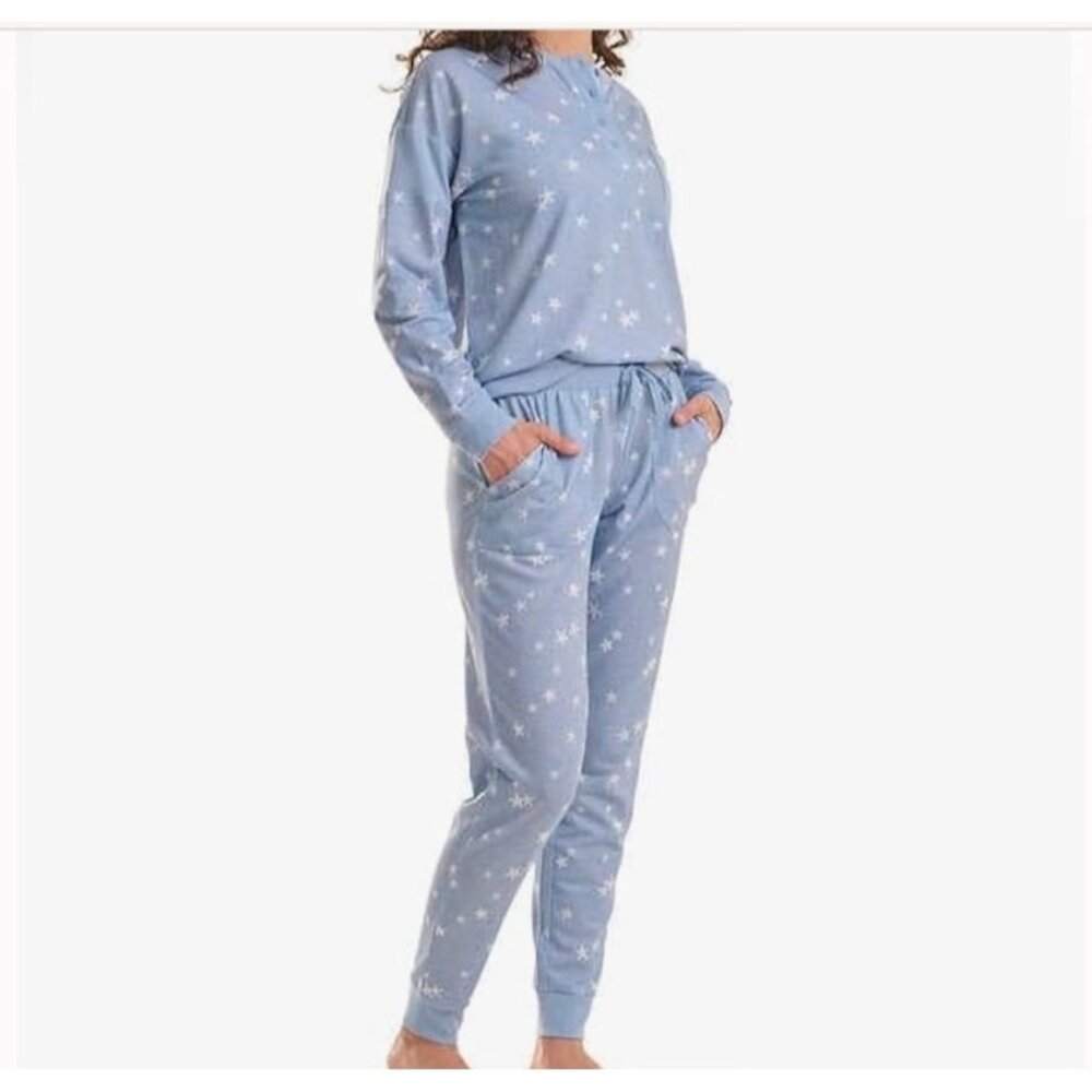 NEW Splendid Star Print 2 Piece Set Lounge Pajama Henley & Jogger Size XXL Women